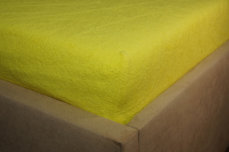 Prześcieradło frotte z gumką żółte cytrynowe 200x220