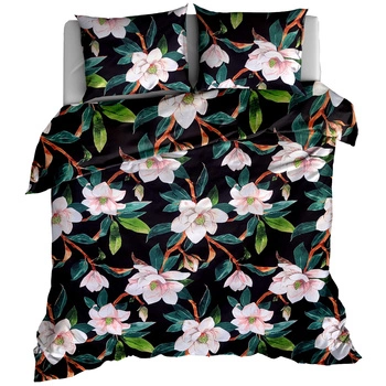 Pościel bawełniana Magnolia czarna 180x200