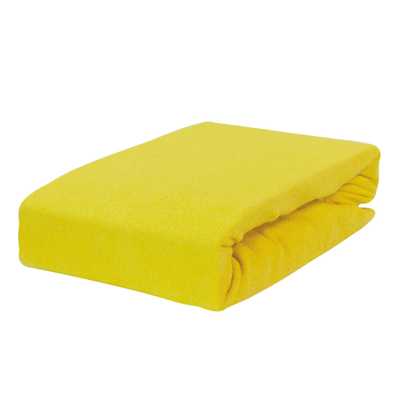 Prześcieradło frotte z gumką żółte cytrynowe 80x160