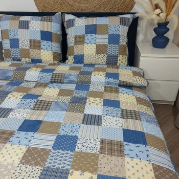 Pościel z kory Patchwork niebieski 200x220