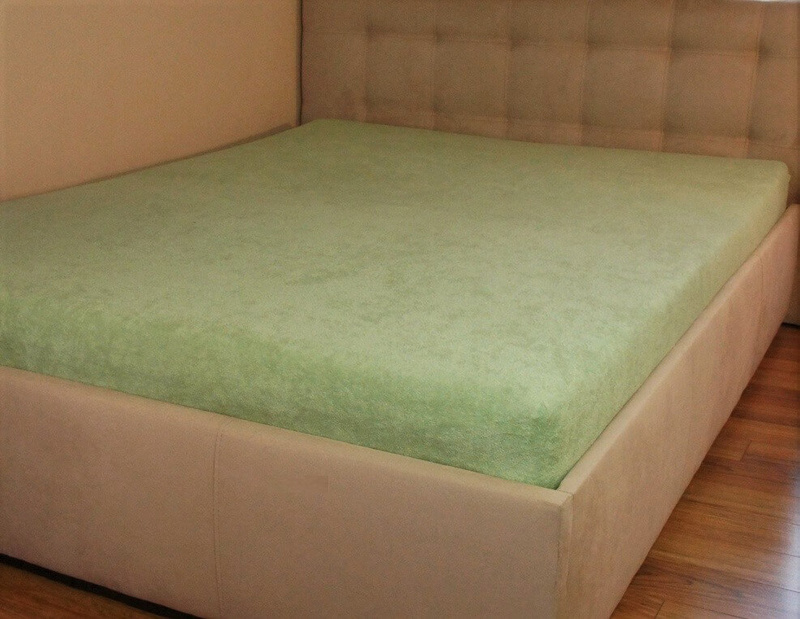 Prześcieradło frotte z gumką oliwkowe 140x200