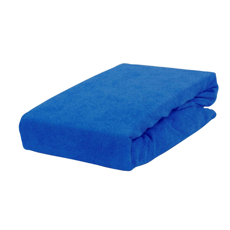 Prześcieradło frotte z gumką kobaltowe 90x200