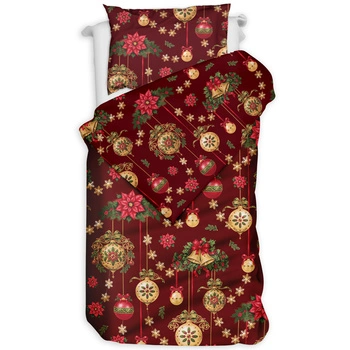 Pościel bawełniana Bombki glamour bordowe 135x200