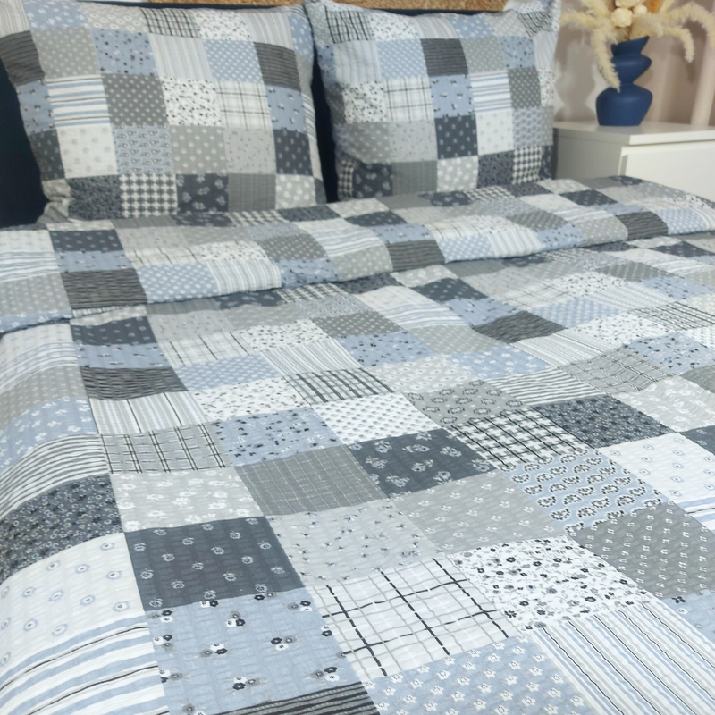 Pościel z kory Patchwork szary 200x220
