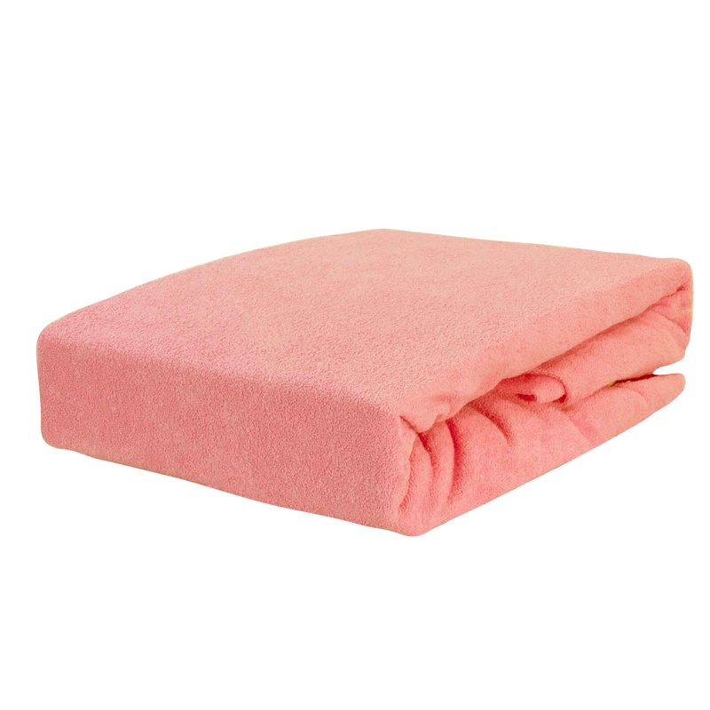 Prześcieradło frotte z gumką morelowe 80x180
